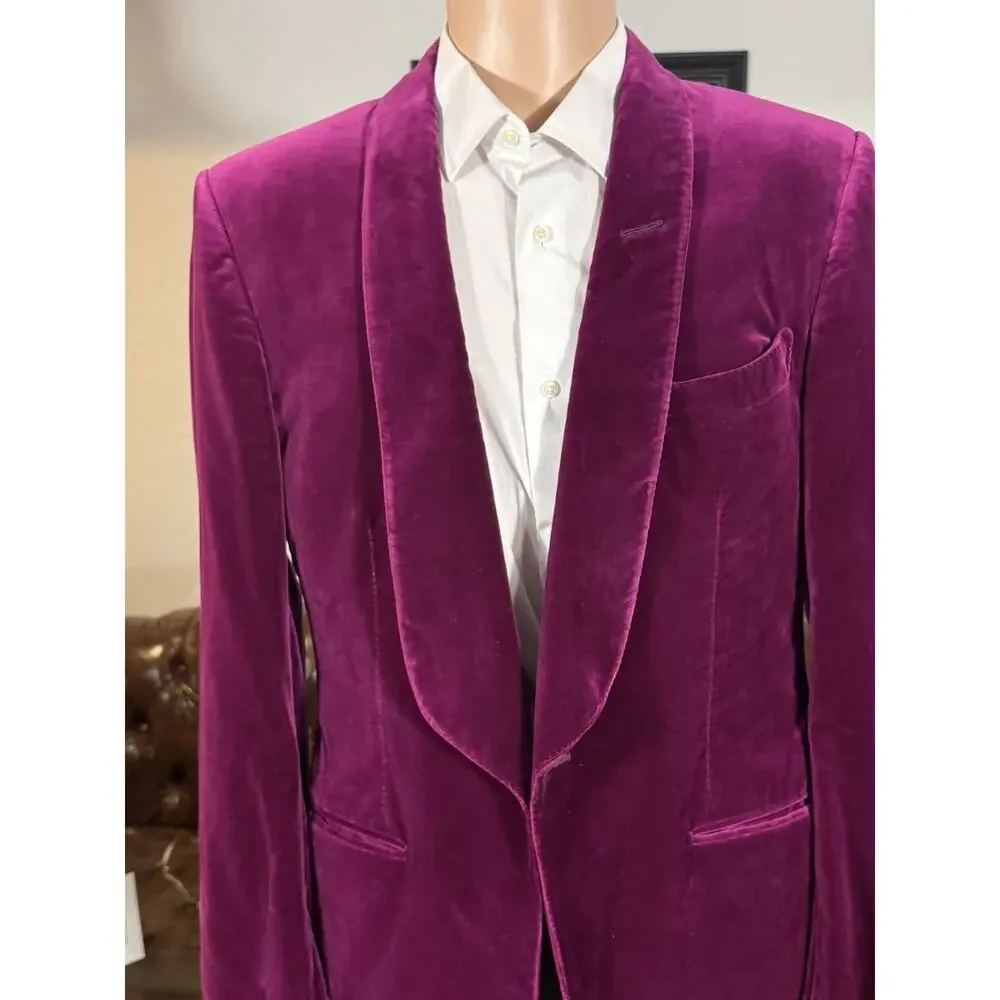 Tom Ford Fuschia Pink Velvet Shawl Lapel Collar Dinner Jacket Tuxedo 52 42R US